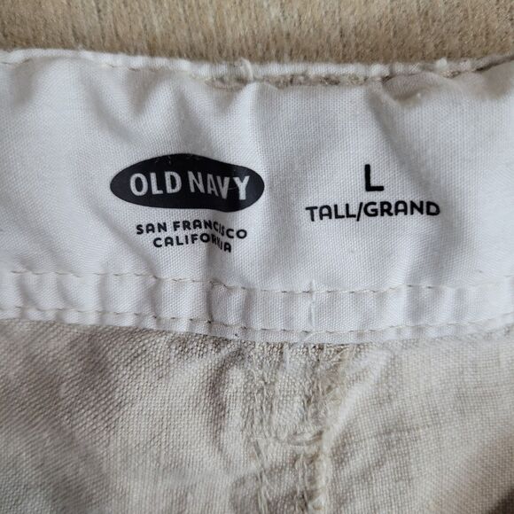 Old Navy 100% Linen Trouser Pants Womens L Beige 4 Pockets Straight Leg 36x32.5 - Picture 6 of 10